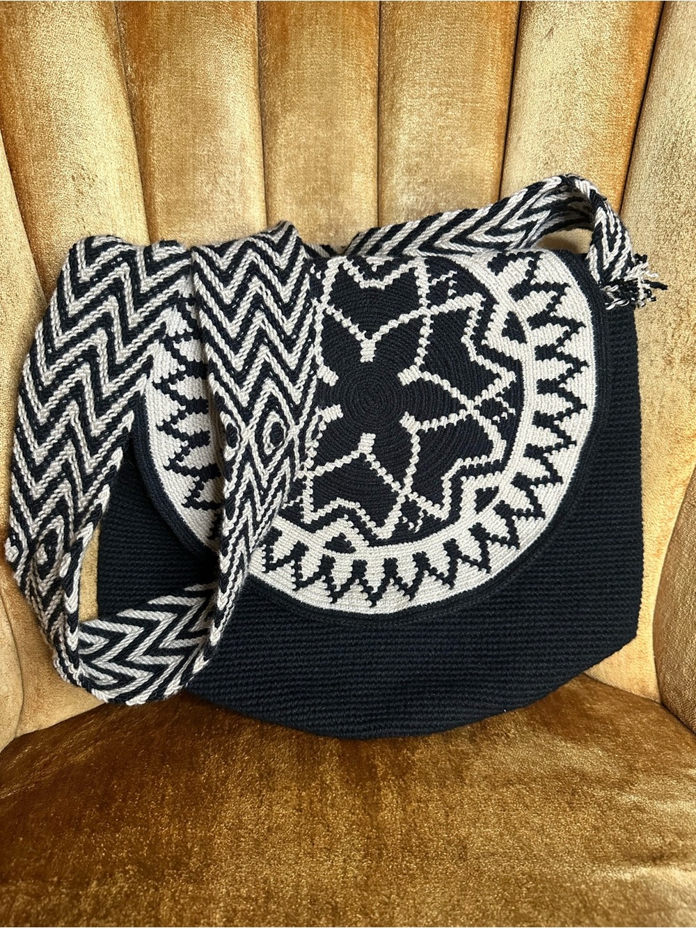 Black & White Wayuu Mochila Shoulder Bag